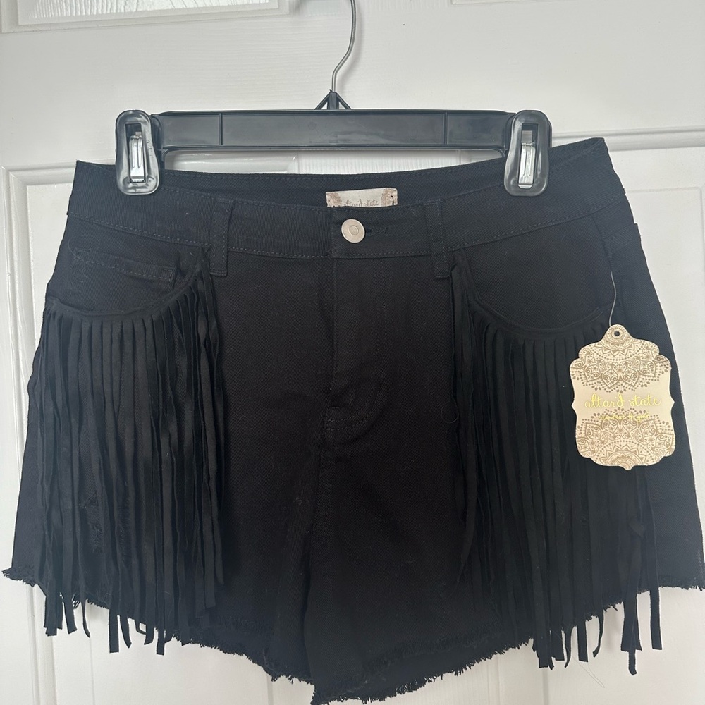 Altar'd State Black Fringe Jean Shorts